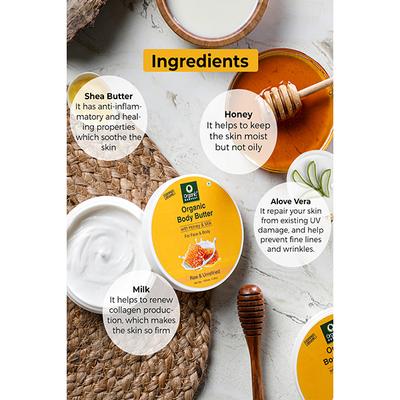 Organic Harvest Body Butter Cream with Honey & Milk, Natural Body Butter Cream for Women with Dry, Itchy, All Skin Types 100 gm - Shower Gels & Body Wash