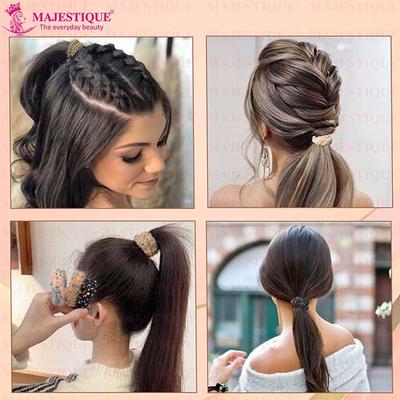 Majestique Multi Designs Cotton Stretchable Hair Rubber Band Ponytail Holder Hair Scrunchies - Multicolor 11's - Hair Clips/Bands