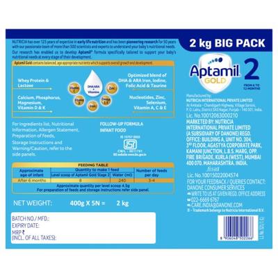 Aptamil Gold Infant Formula Stage 2 Milk Powder (6-12 months) 2 Kg - Baby And Infant Supplements