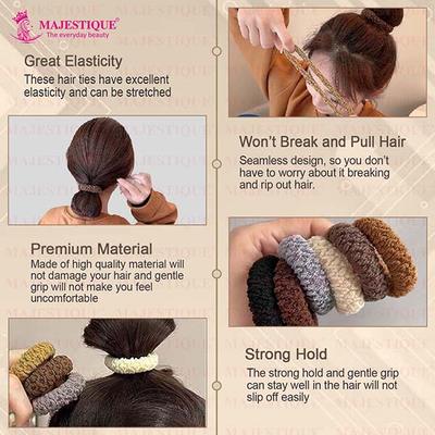 Majestique Soft Cotton Stretchable Rubber Band Hair Ties Ponytail Holder Hair Scrunchies Head Band - Multicolor 12's - Hair Clips/Bands