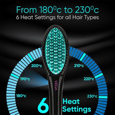 Vega X Glam Hair Straightening Brush with Anti-Scald Technology (Vhsb-01) 1's - Straighteners