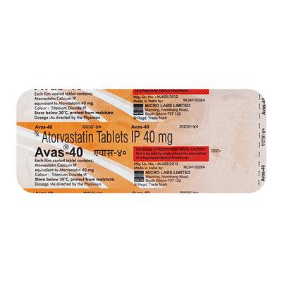 Avas 40mg Tablet 10'S - High Cholesterol-Dys