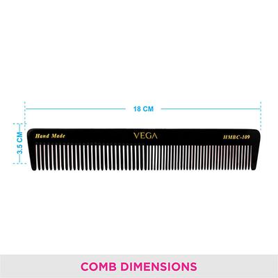 Vega Handcrafted Black Comb (HMBC - 109) 1's - Hair Combs