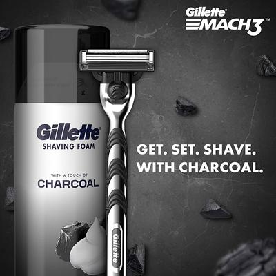 Gillette Mach3 Charcoal Shaving Razor Blades - Lubastrip For A Smooth Glide 4's - Razors & Cartridges