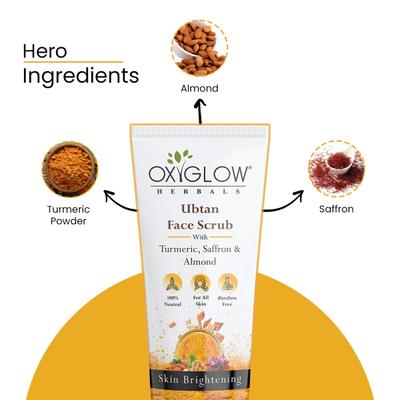 OxyGlow Herbals Ubtan Face Scrub With Turmeric, saffron & Almond 100 ml - Face Scrubs
