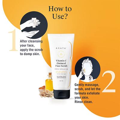 Arata Vitamin C Oatmeal Face Scrub With Jojoba, Almond & Carrot Seed Oil 75ml - Face Scrubs