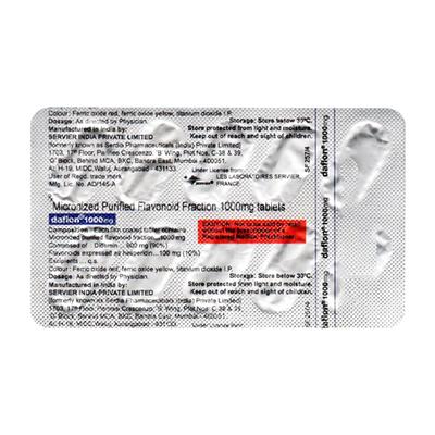 Daflon 1000mg Tablet 10'S - Varicose Veins-Phl