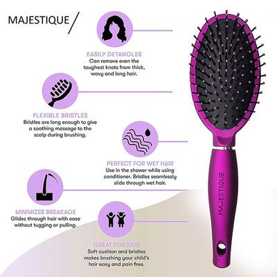 Majestique Hair Straightener Brush, Bio-Friendly Detangling Hair Brush, Comfortable and Styling - Purple 1's - Multi-Stylers