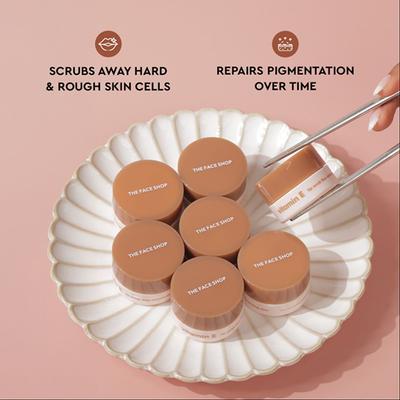 The Face Shop Vitamin E Gentle Exfoliating Lip Scrub with Korean Rice for Soft, Smooth, Glowy Lips 14 gm - Lip Scrubs