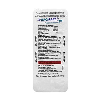RACIRAFT PEPPERMINT FLAVOUR Chewable Tablet 10's - Ulcer/Reflux/Flatulence-Aaa