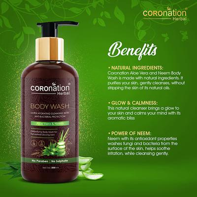 COROnation Herbal Aloe Vera and Neem Body Wash 300 ml - Shower Gels & Body Wash