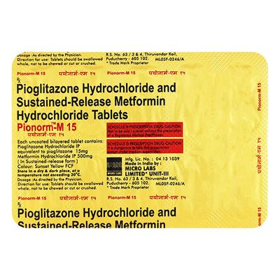 Pionorm M 15mg Tablet 10'S - Diabetes-Ant