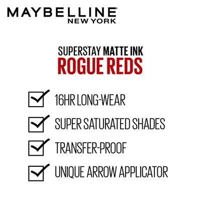 Maybelline New York Super Stay Matte Ink Liquid Lipstick x Rogue Reds, 305 Unconventional 5 ml - Lipsticks