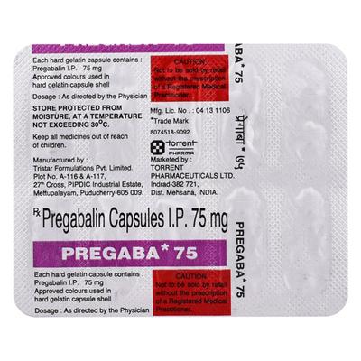 Pregaba 75mg Capsule 10'S - Epilepsy/Convulsion-Ant