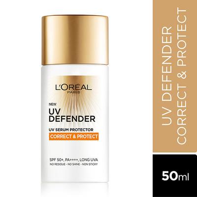L'Oreal Paris UV Defender Serum Protector Sunscreen SPF 50 PA+++, Correct & Protect 50 ml - Face Sunscreen