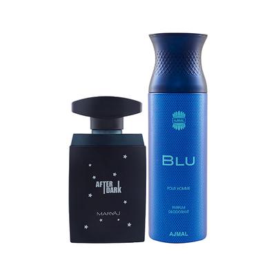 Maryaj After Dark EDP Woody Aromatic Perfume And Ajmal Blu Homme Deodorant Aquatic Woody Fragrance 300 ml - Men Perfumes (Edt/Edp)