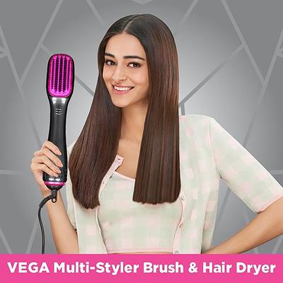Vega 2 In 1 Multi Styler Hair Brush and Dryer, Keratin Infused Coating and Anti-Static Bristles, VHSD-01 620 gm - Hair Dryers