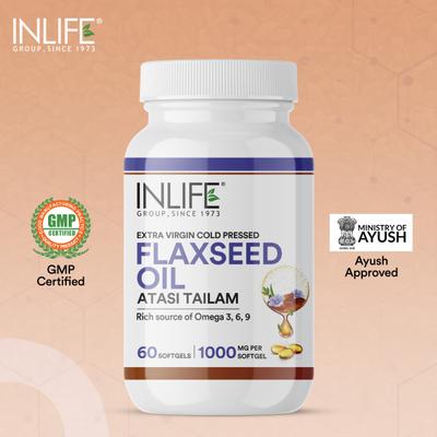 INLIFE Flaxseed Oil 1000 mg Softgel Capsule 60's - Omega Fish Oil Fatty Acids