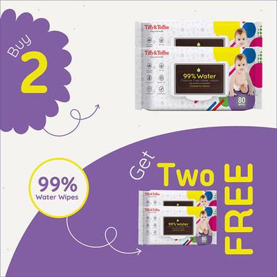 Tiffy & Toffee Chlorine Free Wet Wipes - Aloe Vera 80's (Buy 2 Get 2 Free) - Diapers & Wipes