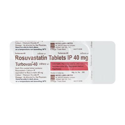 Turbovas 40mg Tablet 10'S - High Cholesterol-Dys