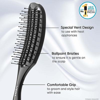 Vega Hair Brush,Vented Detangling Hair Brush for Women and Men, for Quick Blow Drying (DTB-02) 94 gm - Hair Brushes