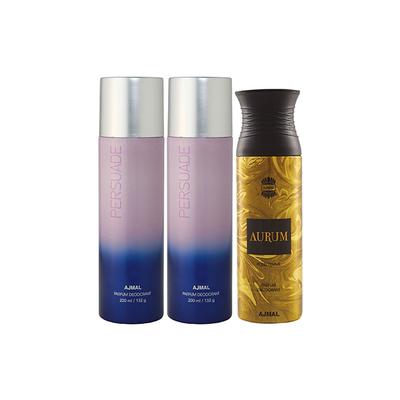 Ajmal 2 Persuade And 1 Aurum Femme Deodorants Pack of 3 200 ml - Deodorants/Roll-Ons