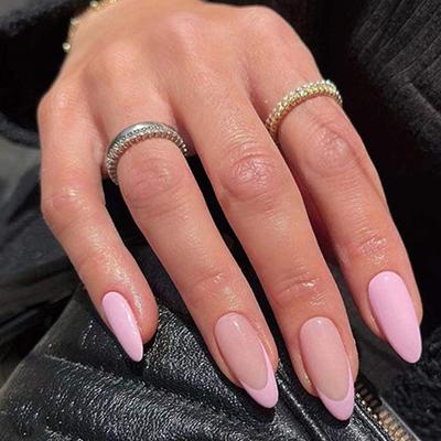 Gush Beauty Nailed It Reusable Luxury Press On Nails With Application Kit French Pink Tips - Medium Almond 1's - Nail Art