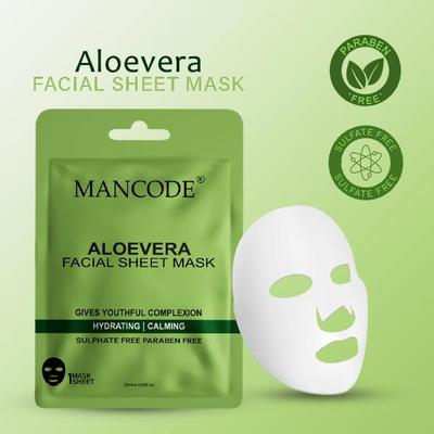 Mancode Aloe Vera Facial Sheet Mask For All Skin Types 25 gm - Face Mask