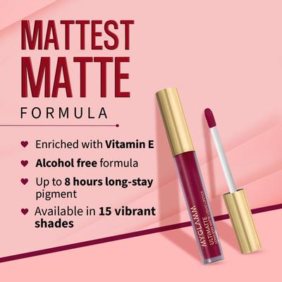 MyGlamm Ultimatte Long Stay Matte Liquid Lipstick-Berry Charmer 2.5 ml - Lipsticks