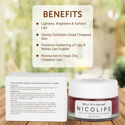 Bella Vita Organic Nicolips Lip Lightening Scrub 20 gm - Lip Scrubs