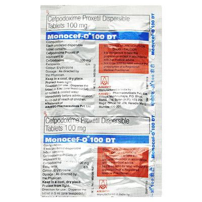 Monocef O DT 100mg Tablet 10'S - Bacterial Infections-Cep