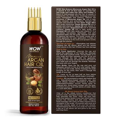 WOW Skin Science Moroccan Argan Oil Shampoo + Moroccan Argan Hair Oil with Comb Applicator 400 ml - Shampoos