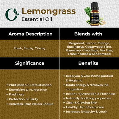 Organic Forest 100% VEGAN Lemongrass Essential Oil 10 ml - Essential Oils