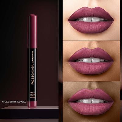 Faces Canada Ultime Pro HD Intense Matte Lips + Primer - Mulberry Magic 17, 9HR Long Stay 1.4 gm - Lip Crayons