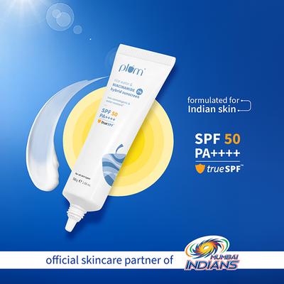 Plum 2% Niacinamide & Rice Water Hybrid Face Sunscreen With Spf 50 Pa+++ 50 gm - Face Sunscreen