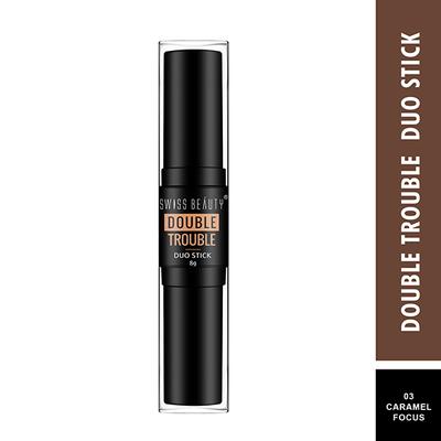 Swiss Beauty Double Trouble Contour & Highlighter Stick - (Caramel Focus) 8 gm - Highlighters & Illuminators