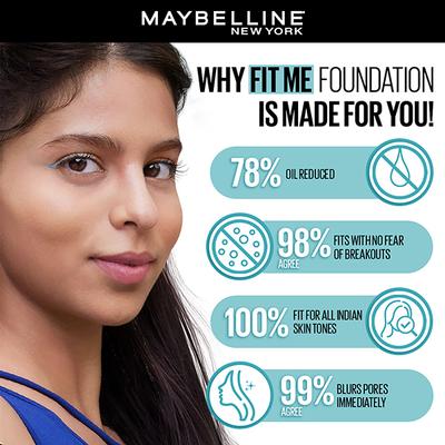 Maybelline New York Fit Me Matte+Poreless Foundation, Shade 260 - Natural Matte Finish, 16H Oil Control 104 gm - Foundation