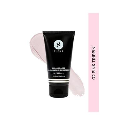 Sugar Cosmetics Bling Leader Illuminating Sunscreen SPF 35 Pa+++ 02 Pink Trippin 50gm - Face Sunscreen