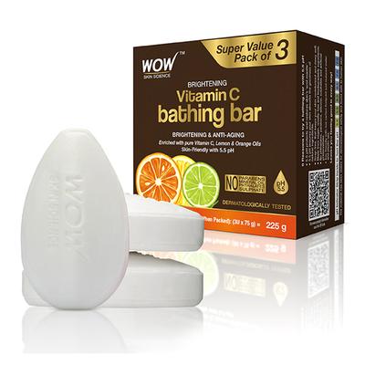 Wow Life Science Brightening Vitamin C Bathing Soap - Super Value Pack of 3 - Skin-Friendly with 5.5 pH (75g X 3) 1's - Soaps