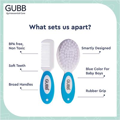 GUBB Baby Comb & Brush Set, Blue 140 gm - Hair Brushes