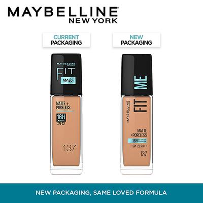 Maybelline New York Fit Me Matte + Poreless Liquid Foundation 16h Oil Control SPF 22 - 137 Golden Tan 30 ml - Foundation