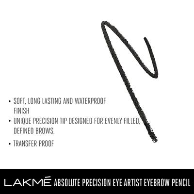 Lakme Absolute Precision Eye Artist Eyebrow Pencil Natural Black 0.35 Gm - Eyebrow Pencils & Enhancers