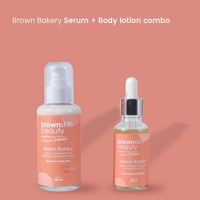 BrownSkin Beauty Brown Bakery Face Serum and Face and Body Lotion Combo 2's - Facial Kits