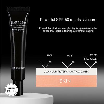 The Formularx Hydrashield Vitamin C + Peptide Sunscreen SPF 50 PA++ for Oily, Sensitive Skin 50 gm - Face Sunscreen