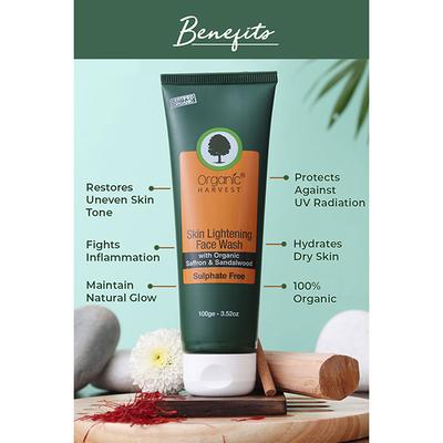 Organic Harvest Skin Lightening Face Wash - Organic Saffron & Sandalwood 100 gm - Face Wash & Cleansers