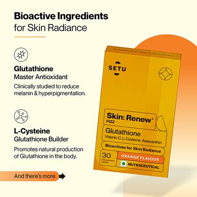 Setu Skin Renew - 15 Effervescent Tablets, Glutathione With Vitamin C, Gluta Fizz, Orange Flavour 1's - Calcium And Minerals