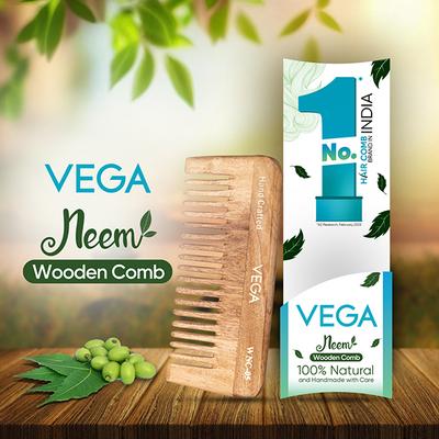 Vega Neem Hair Combs for Women and Men for Reduce Hairfall, Detangling, Frizz Control and Shine (WNC-05) 54 gm - Hair Brushes