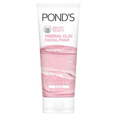 Pond's Bright Beauty Mineral Clay Facial Foam for Brightness + Oil Free Instant Glow 90gm - Face Washes