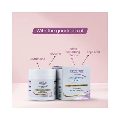 Kozicare Skin Lightening Scrub Deep Cleansing & Exfoliating Formula Enriched With Kojic Acid & Glutathione 100 gm - Scrubs & Exfoliants
