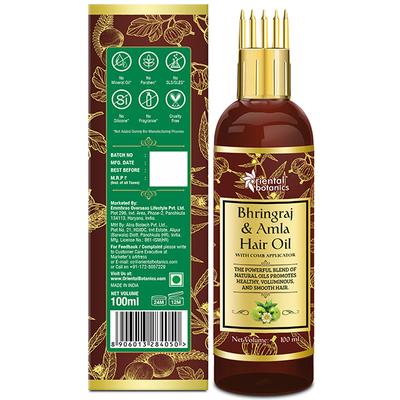 Oriental Botanics Hair Oil with Comb Applicator - Bhringraj & Amla 100 ml - Hair Oils